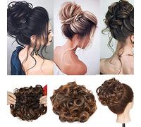 SEGO Postiche Chouchous Cheveux Pour Chignon Peigne - 90G Postiche Queue de Cheval Cheveux Chignon Bouclé Attaché Par Peigne - #4T30