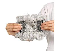 SEGO Postiche Chouchous Cheveux Pour Chignon Peigne - 90G Postiche Queue de Cheval Cheveux Chignon Bouclé Attaché Par Peigne - Gris Argenté