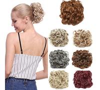 SEGO Postiche Chouchous Cheveux Pour Chignon Peigne - 90G Postiche Queue de Cheval Cheveux Chignon Bouclé Attaché Par Peigne - Auburn Clair