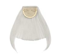 SEGO Postiche Frange à Clip Cheveux Synthetique - Fausse Frange Avec 2 Clips Une Seule Pièce - Clip in Bangs Fringe Hair Extension - Gris Argenté