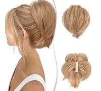 SEGO Postiche Queue de Cheval A PInce Chignon Chouchou Chignon Bouclée Cheveux Synthetique 95G, Blond Cendré
