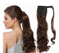 SEGO Postiche Queue de Cheval Bouclé - Fausse Queue de Cheval Ondulé - Extension Cheveux Queue de Cheval Ponytail Cheveux - 60 CM Marron Chocolat