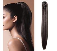 SEGO Postiche Queue de Cheval Chatain - Extension Cheveux Pince - Fausse Ponytail Extension - 53 CM Marron Foncé