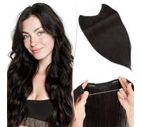 SEGO Pro 40cm Extension Cheveux Naturel Fil Invisible #1B Noir Naturel Une Bande Cheveux Humains Clip Halo Secrets Wire Hair Extensions Rajout Postiche pour Femme (65g)