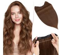 SEGO Pro 40cm Extension Cheveux Naturel Fil Invisible #4 Marron Moyen Une Bande Cheveux Humains Clip Halo Secrets Wire Hair Extensions Rajout Postiche pour Femme (65g)