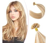 SEGO Pro 40cm Extension Kératine Cheveux Naturel 1g /Mèche #12/613 Brun Doré & Blond Décoloré Rajout Cheveux Humain Extension a Chaud Kreatine 25 Mèches (20g)