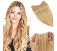 SEGO Pro 45cm Extension Cheveux Fil Invisible Naturel Clip #18/613 Blond Cendré & Blond Décoloré Cheveux Humains Invisible Halo Secrets Wire Hair Extensions Rajout Postiche pour Femme (65g)