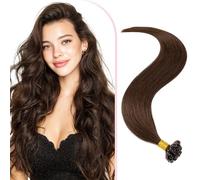 SEGO Pro 45cm Extensions Keratine de Cheveux Naturel 1g #4 Marron Moyen U-Tip Rajout Cheveux Humain Remy Extension a Chaud 50 Mèches (50g)