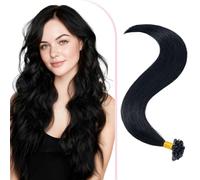 SEGO Pro 50cm Extension Cheveux Naturel Keratine 1g 50 Mèches #1 Noir de Jais Rajout Cheveux Humains Remy Extension à Chaud (50g)
