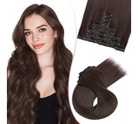 SEGO Pro 66cm Extension Cheveux Naturel Clip 8 Pièces #4 Marron Foncé Synthétique Extension a Clip Cheveux Postiche pour Femme (175g)