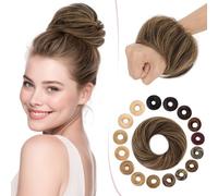 SEGO Pro Chignon Postiche Cheveux Naturel #1B/6 Noir Naturel & Brun Clair Faux Chignon Chouchou Updos Hair Bun Extensions Elastique pour Femmes Fille Raides (17g)