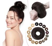 SEGO Pro Chignon Postiche Cheveux Naturel #1B Noir Naturel Faux Chignon Chouchou Updos Hair Bun Extensions Elastique pour Femmes Fille Raides (17g)