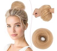 SEGO Pro Chignon Postiche Cheveux Naturel Humain Postiches Donut Chignon Chouchou Faux Chignon Elastique pour Femmes Fille Raides #18 Blond Cendré (25g)