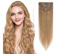 SEGO Pro Extension à Clip Cheveux Naturel Humain 30cm #27 Blond Foncé 8 Pièces pour Rajout Instantané Clip in Hair Extension (55g)