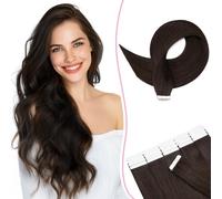 SEGO Pro Extension Adhesive Cheveux Naturel 20pcs 40cm #2 Marron Foncé - Cheveux Remy - Bandes Adhésives Invisibles Réutilisable (30g)