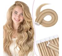 SEGO Pro Extension Adhesive Cheveux Naturel 20pcs 45cm #12/613 Brun Doré & Blond Décoloré - Cheveux Remy 100% - Bandes Adhésives Invisibles Réutilisable (30g)