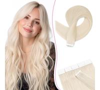 SEGO Pro Extension Adhesive Cheveux Naturel 20pcs 45cm #70 Blond Blanc - Cheveux Remy 100% - Bandes Adhésives Invisibles Réutilisable (30g)