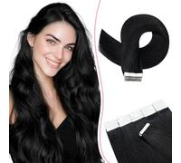 SEGO Pro Extension Bande Adhesive Cheveux Naturel 20pcs 55cm #1 Noir de Jais Extension Adhesif Invisible Rajout Volume/Longueur (30g)