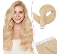 SEGO Pro Extension Cheveux Naturel Adhesif 20pcs 25cm #24 Blond Clair - Cheveux Humains Remy - Bandes Adhésives Invisibles (20g)