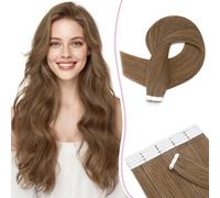 SEGO Pro Extension Cheveux Naturel Adhesif 20pcs 30cm #6 Brun Clair - 100% Cheveux Humains Remy - Bandes Adhésives Invisibles (20g)