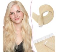 SEGO Pro Extension Cheveux Naturel Adhesif 20pcs 35cm #613 Blond Blanchi - 100% Cheveux Humains Remy - Bandes Adhésives Invisibles (20g)