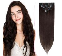 SEGO Pro Extension Cheveux Naturel Clip 8PCS 20cm #2 Marron Foncé Cheveux Humain Remy - Rajout Cheveux Clip Naturel Hair Extension (45g)