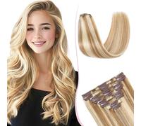 SEGO Pro Extension Cheveux Naturel Clip 8PCS 50cm #12/613 Brun Doré & Blond Décoloré Cheveux Humain Remy - Rajout Cheveux Clip Naturel Hair Extension (70g)