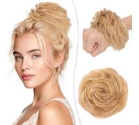 SEGO Pro Postiche Chignon Cheveux Naturel 100% Humain Bouclés Ondulés Chouchou Extension Faux Chignon Updo Scrunchies Femme #12/613 Brun Doré & Blond Blanchi (25g)