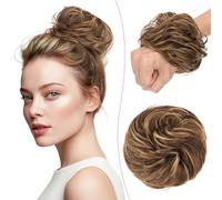 SEGO Pro Postiche Chignon Cheveux Naturel 100% Humain Bouclés Ondulés Chouchou Extension Faux Chignon Updo Scrunchies Femme #4/27 Brun Moyen & Blond Foncé (25g)