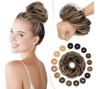 SEGO Pro Postiche Chignon Cheveux Naturel Humain #1B/27 Noir Naturel & Blond Foncé Bouclés Ondulés Chouchou Extension Updo Faux Chignon Elastique pour Femme (23g)