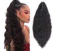 SEGO Queue de cheval bouclée avec pince en cheveux synthétiques Noir naturel 165 g