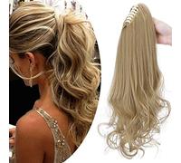 SEGO Queue de Cheval Extension Attaché Par Pince Raide Ondulé - 45 CM Ash Blond - Wavy Ponytail Claw On Extension Queue de Cheval Cheveux Synthetique