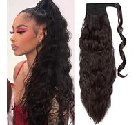 SEGO Queue de Cheval Postiche Chignon Synthetique Boucle Ondule - Rajout Cheveux Queue de Cheval Extension Ponytail Corn Wave Curly - 20"(50CM) Marron Foncé