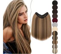 SEGO Une Pièce Avec 5 Clips 3/4 Tête Complète Coiffure Droite Synthétique Extensions de Cheveux à Clips U Forme 18 pouces, Marron Chocolat & Marron Clair