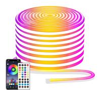 segrass Bande LED de 15 m, câble néon LED flexible, contrôle avec application/télécommande, plusieurs modes, lumières néon RVB IP65, étanche, synchronisation de la musique