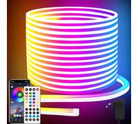 segrass Bande lumineuse LED Néon 20m, flexible, avec APP/Télécommande, plusieurs modes, IP65 RGB extérieur étanche, synchronisation avec la musique pour chambre à coucher, jeu de lumière pour bar