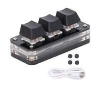 Segrehy 3 Clé Mini Keypad Industrial USB Switch Bleu personnalisé Switch Programmable de Jeu programmable avec lumière RVB pour Les Joueurs de Bureau ABS Material
