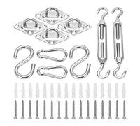 Segrehy 42 pcs Set en Acier Inoxydable Shade Sail Hardware Kit Hourdeuse Rust Proof for Outdoor Patio Garden Rectangle Square Triangle Shade Shade Sail Installation