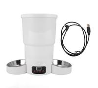 Segrehy Automatic Pet Feeder Automatic Cat Feeder Automatic Dog Feeder Dual Bowl Portion Control Timer with Stainless Steel Bowls for Cats Dogs Small Animals 5L Capacity USB Battery