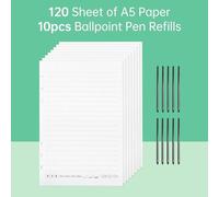 Segrehy Bisofice Digital Pen Accessory Set Kit de Remplacement Premium Comprend 120 Feuilles de Papier A5 10 Refills de Stylo à Billes pour la Prise de Notes en Douceur Enregistrement de