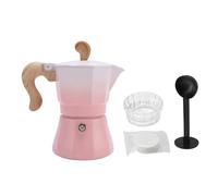 Segrehy Cafetière italienne à Valve unique en alliage d'aluminium de 150ml, avec cuillère distributrice, filtre en papier, 3 tasses pour brassage à domicile (Dégradé Rose)