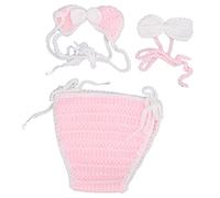 Segrehy Costume de photographie pour nouveau-né, tricot au Crochet, accessoires de séance Photo pour bébé fille de 0 à 6 mois, short en coton rose mélangé, accessoires toutes saisons