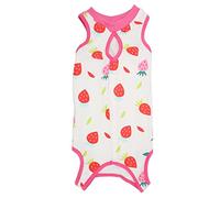 Segrehy Costume de récupération pour Chat, Respirant, Doux, Mignon, élégant, empêche Le léchage, Chemise Post-Chirurgie pour Les plaies Abdominales, Tissu en Coton, Motif Fraise (S)