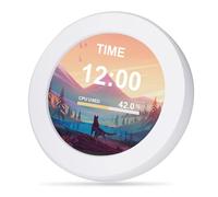 Segrehy Écran secondaire Rond Portable IPS 2,1 Pouces, écran LCD refroidi par Eau, Moniteur de température pour PC de Jeu et postes de Travail, Alliage d'aluminium Blanc et Noir (Blanc)