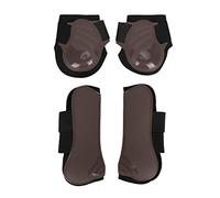 Segrehy Ensemble de 4 protège-Jambes pour Cheval, Coque en PU épaisse, Rembourrage élastique, Coussinet intérieur, Protection des Jambes pour Saut, entraînement, équitation, Marron (A Set of XL)