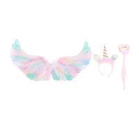 Segrehy Ensemble de costumes d'ailes de plumes, ailes d'ange colorées, bandeau, accessoires de pour enfants, déguisement de spectacle de fête d'halloween (Tapez 1)