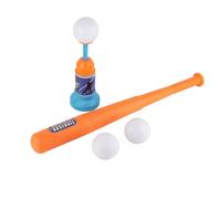 Segrehy Ensemble de Jouets de Machine de Lancement de Baseball pour Enfants avec entraîneur de frappeur de Type Presse 3 balles Creuses légères Équipement de Pratique de Sports de Plein