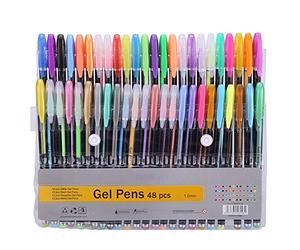 Segrehy Ensemble de stylos gel colorés à paillettes, gouache néon métallique, 48 pièces, écriture lisse, dessin, mise en évidence pour fournitures d'art de bureau scolaire, plastique 15