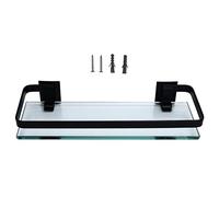 Segrehy Étagère de Salle de Bain épaissie Durable Grand Espace de Rangement Forte capacité de Charge monocouche étagère en Verre en Aluminium Noir pour Salle de Bain Cuisine Chambre Balcon