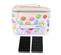 Segrehy Étui à marqueurs en Cuir PU, 120 Supports de Rangement, Grande Ouverture, étui pour stylos marqueurs avec poignée pour Artistes, Organisateur de Fournitures artistiques de Voyage